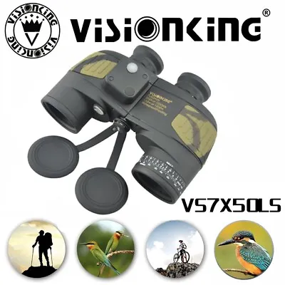 Visionkin 7x50 Military Marine Waterproof Binoculars Compass Range Finder • $119.99