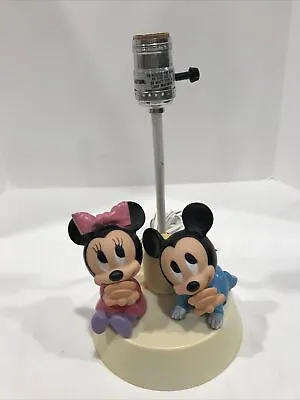 Vtg 1984 The Dolly Co. Disney Baby MICKE &MINNIE Mouse Nursery Lamp-Pastel-Works • $21.99