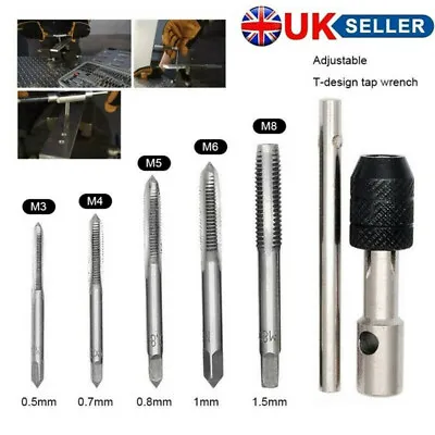 £5.99 • Buy 6Pc TAP WRENCH & CHUCK SET TOOL STEEL T-HANDLE METRIC M3 M4 M5 M6 M8 AND DIE UK