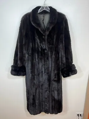 Classic MINK Fur Coat Black Women's Medium Jacket 49  Length 4  Cuffs Spiral • $600