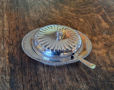 £18 • Buy Vintage Yeoman Plate Silver Plate On Copper Butter Dish, Glass Liner  & Spreader