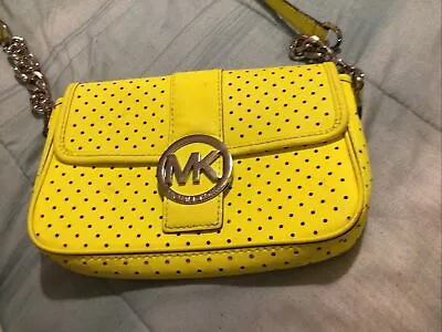 Michael Kors Bright Yellow Perforated Leather Crossbody Bag • $25