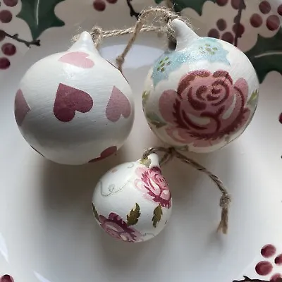 £17 • Buy Emma Bridgewater Inspired Bauble Set. Tiny Rose And Pink Hearts 