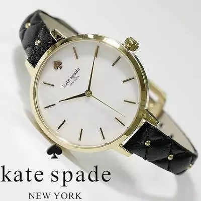 Kate Spade KSW1469 Metro Stud Black Quilted Mother Of Pearl Dial Ladies Watch • $325.60