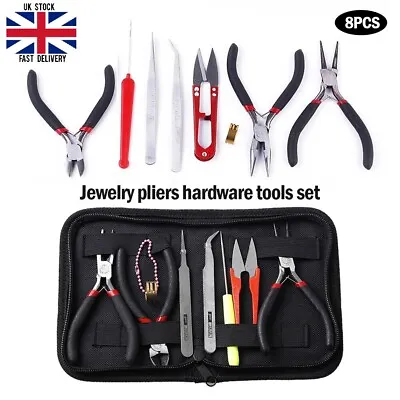 £3.99 • Buy 8psc Jewellery Making Repair Craft Tool Pliers Cutter Scissors Tweezers Gift Set