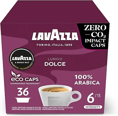 Lavazza A Modo Mio Lungo Dolce Coffee Capsules 100% Arabica Sweet And Smooth • £8.59