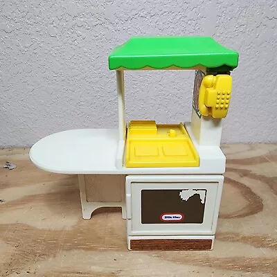 Vtg. Little Tikes Party Kitchen Doll House Furniture Counter Stove Green Top • $13.89