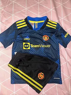 Manchester United Kit Shirt 5-6 Years Old Blue Third Kit 2021 2022 Adidas • £9.99