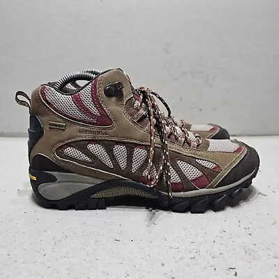 Merrell Siren Ventilator Womens Mid Hiking Boots Goretex Oak Wine J16044 UK6 • £32.95