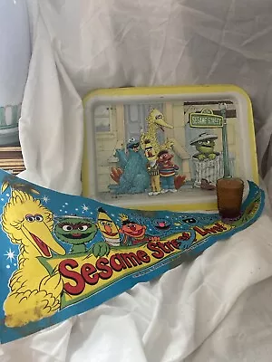 Vintage 1977 Sesame Street Muppets Inc Metal TV Lap Tray Collectible Free Flag • $29.99