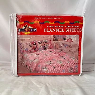 Mickey's Stuff For Kids VTG 3pc Twin Flannel Sheet Set Minnie Mouse Tea Party! • $49.99