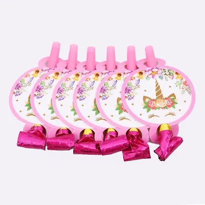 $5.95 • Buy Pack Of 6 Floral Unicorn Birthday Party Blowouts Blowers Lolly Loot Bag Fillers