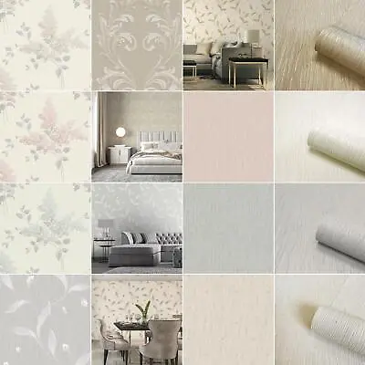 Belgravia Tiffany Wallpaper - Floral Glitter Pearl Damask Silk - Choose Design • £2.99