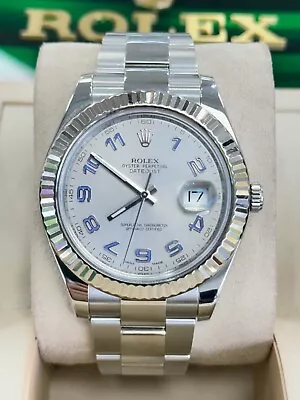 Rolex Datejust II 116334 Steel Oyster Bracelet With 18k White Gold Bezel Watch • $11599