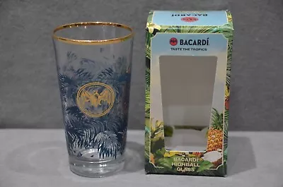 1x Bacardi Taste The Tropics Highball Glass Gold Bat Logo & Rim In Gift Box New • $19.18