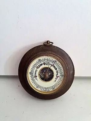 Vintage Small Made In Western Germany Barometer Wooden Frame Round • £14.99