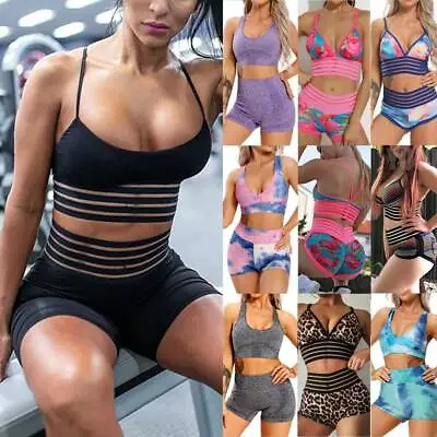 $14.49 • Buy Womens Sports Yoga Suit Tops Bra + Leggings Hot Pants Fitness Running Outfit Set