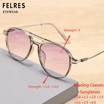 TR90 Bifocal Tinted Reading Glasses For Men Women Pilot Lightweight Sunglasses • $9.59