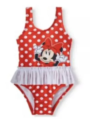 Disney Baby Girls Minnie Mouse Red Polka Dot One Piece Swimsuit Tutu 3-6 Months • $7.99