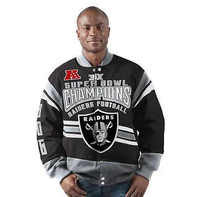 Las Vegas Raiders Gladiator 3 Time Super Bowl Champions Cotton Twill Jacket • $135.99