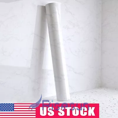 9.84FT Waterproof Self Adhesive Marble PVC Countertop Glossy White Paper  • $10.99