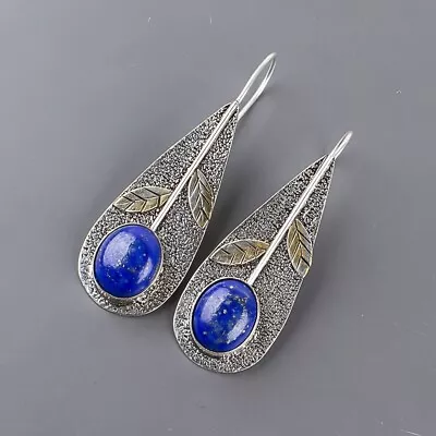 Wedding Gift For Her 925 Silver Natural Lapis Lazuli Drop/Dangle Earrings • $13.95