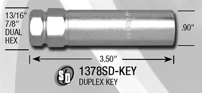 1 Gorilla 1378SD Key Large Diameter Duplex 6 Spline Tuner Wheel Lock Socket 14mm • $10.75