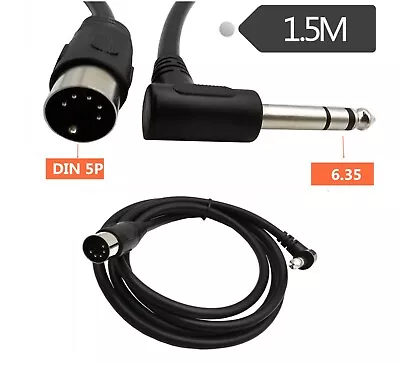 MIDI Din 5Pin Male To Monoprice 6.35mm (1/4 Inch) Male TRS Stereo Audio Cable • £8.95