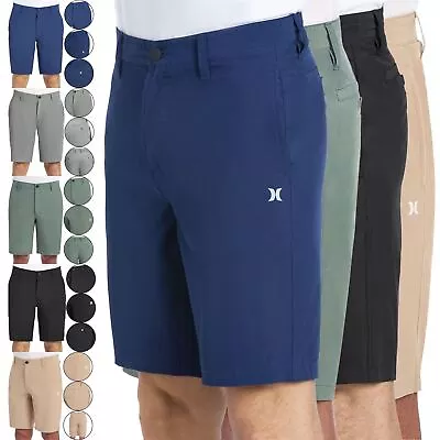 HURLEY Mens Chino Shorts Polyester Regular Stretch Casual Summer Beach Half Pant • £11.99