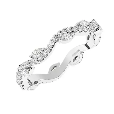 950 Platinum 2.5 MM 100% Natural Round And Marquise Diamond Full Eternity Ring • £925.60