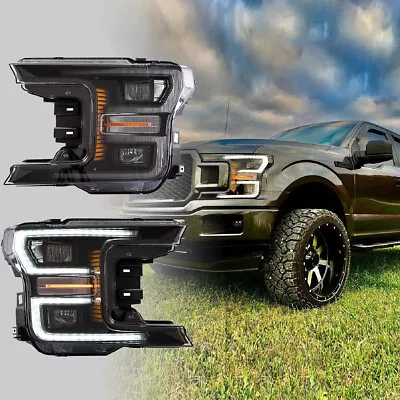 Full LED DRL Projector Headlights For 18-20 Ford F150 Blk Sequential Lamps F-150 • $679.99