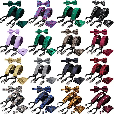 Mens Button Clip Suspenders Adjustable Elastic Heavy Duty Trouser Belt Braces US • $19.99