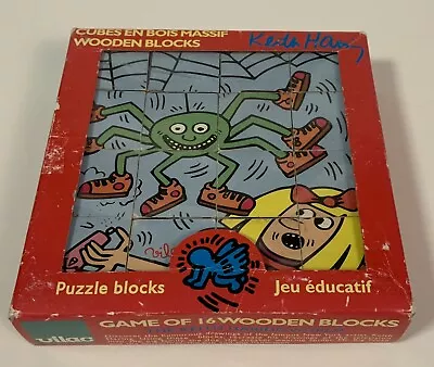 Vilac Keith Haring Wooden Blocks Balance Game 6 Puzzles 16 Blocks 6.5” X 6.5” • $8.95