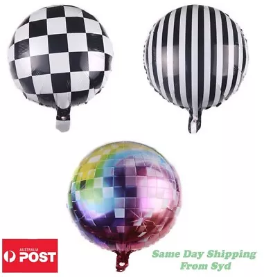 Checker Stripe Disco Foil Balloon Helium 18’ Party Birthday Baby Shower Wedding • $2.99