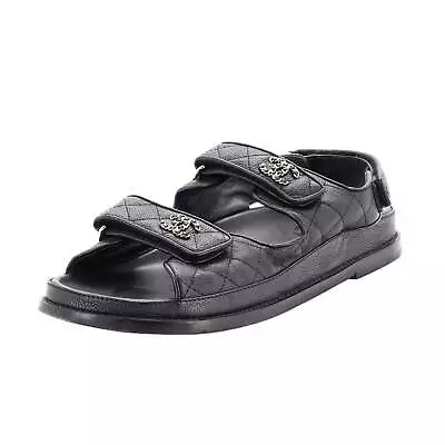 Chanel Women's  Dad Sandals Quilted Leather Black • $1007