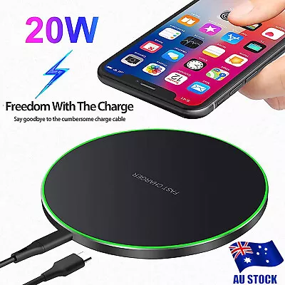 Fast Charge New Wireless Charger For Apple Samsung Metal 20W Fast Qi Pop Round • $14.99