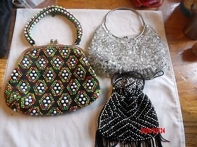 Vintage Lot 3 60-70's Beaded Purse Lot Hong Kong & More • $40