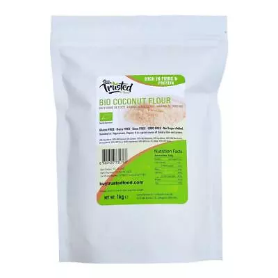 BIO Organic Coconut Flour 1kg - Raw High Quality 100% Natural - Free P&P • £7.89