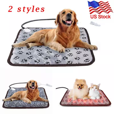 Adjustable Heating Pad For Cat Dog Pet Electric Heater Mat Warmer Bed Waterproof • $13.28