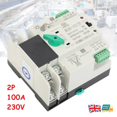 £27.50 • Buy 2P 100A PV Solar Automatic Dual Power Transfer Switch Generator Changeover UK