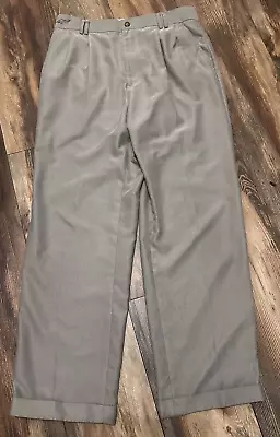 Greg Norman VTG Mens Sz 32/30 Beige Cuffed Pleated Classic Pants Poly/Microfiber • $9.90