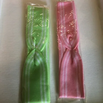 £6 • Buy 2 Pastel Vintage Deadstock Hairbands - Pink And Lime