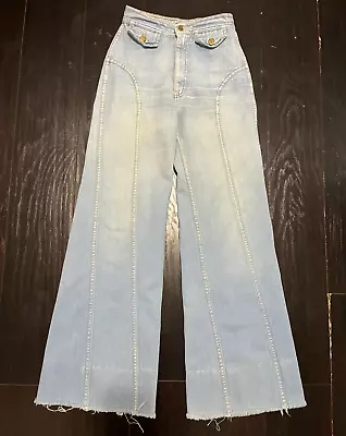 VTG Pentimento Womens Juniors 9 Denim Jeans Flared Leg High Waist Disco  70s Y2K • $69.26