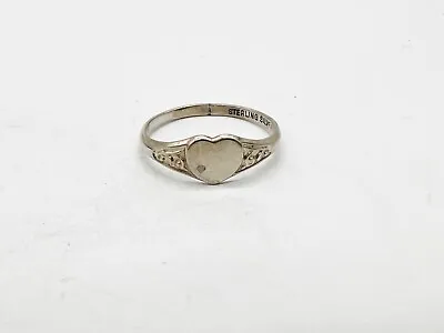 Vintage Solid Sterling Silver Love Heart Ladies Ring Size M • £29.99
