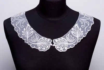 Embroidered Organza Lace Collar - Leaf Design (40152)  • £3