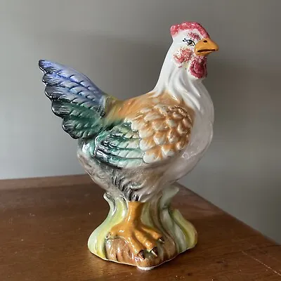 Rooster/Chicken Pottery Ceramic Figurine Vintage CAPODIMONTE ITALY - Primitive • $37.99