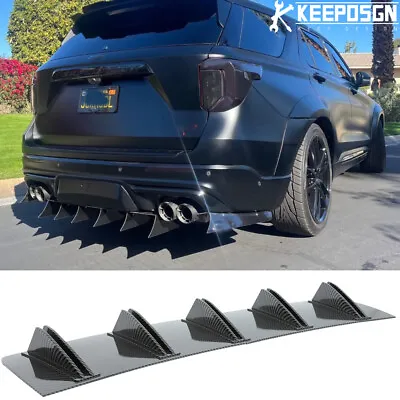 For Ford Explorer ST Carbon Fiber Rear Lip Bumper Diffuser 10 Fin Wing Spoiler • $53.90