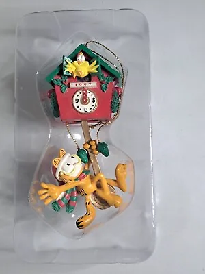 Vintage PAWS 1997 GARFIELD CUCKOO CLOCK Christmas Ornament With Box • $18