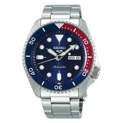 SEIKO 5 SRPD53 Mens Blue Dial Blue/Red Bezel Metal Day/Date Automatic Watch $325 • $209.98