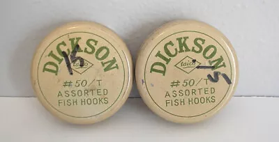 Lot Of (2) Dickson Taico Vintage Fishing Hook Tins - With Original 50 Hooks • $15.99